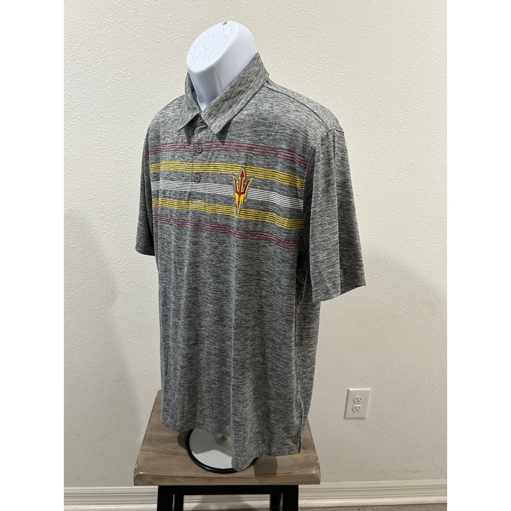 Captivating Arizona State ASU Sun Devils Mens XL Polo Shirt Gray Space Dye - Picture 2 of 6